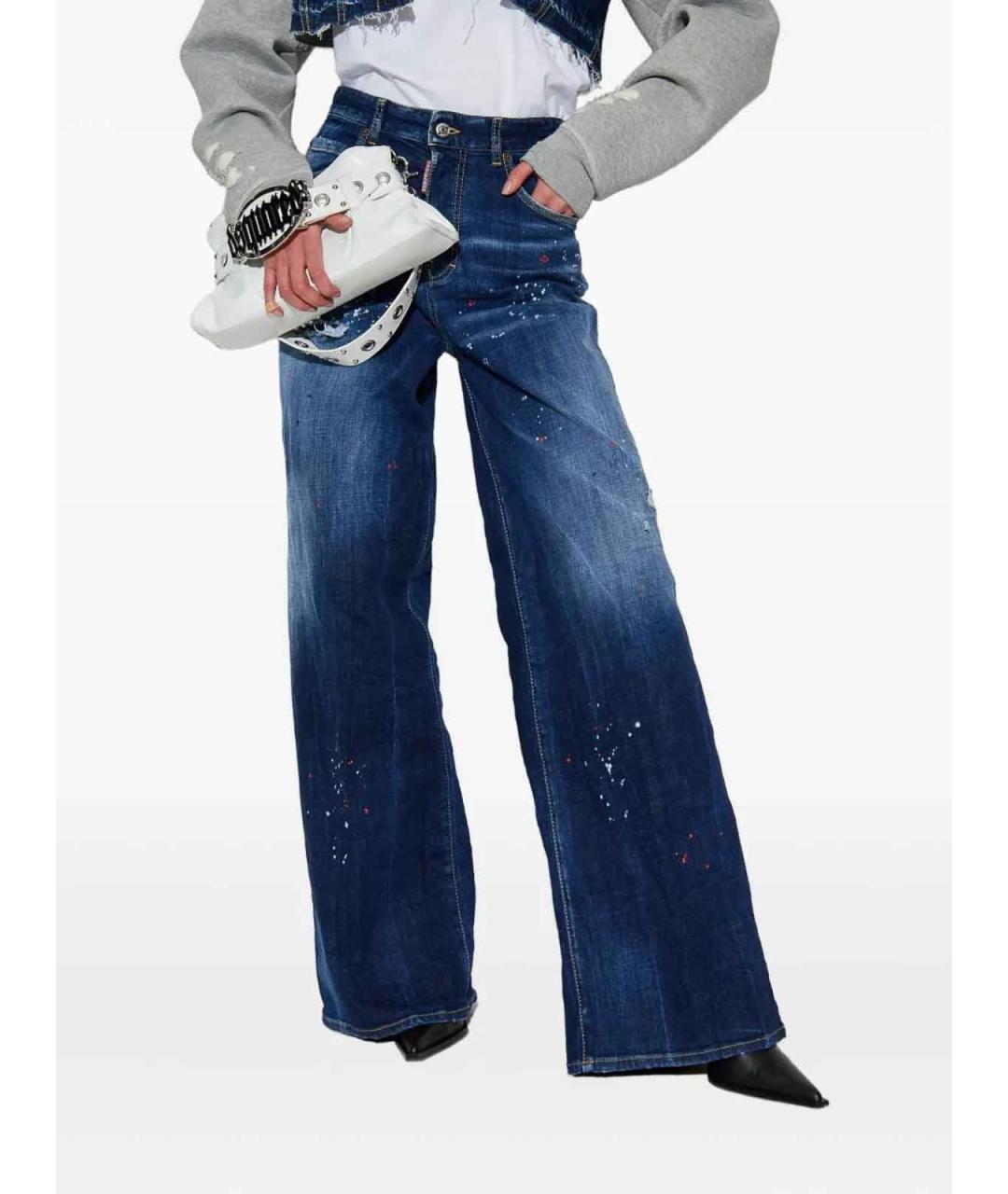 DSQUARED2 Синие хлопковые прямые джинсы, фото 2