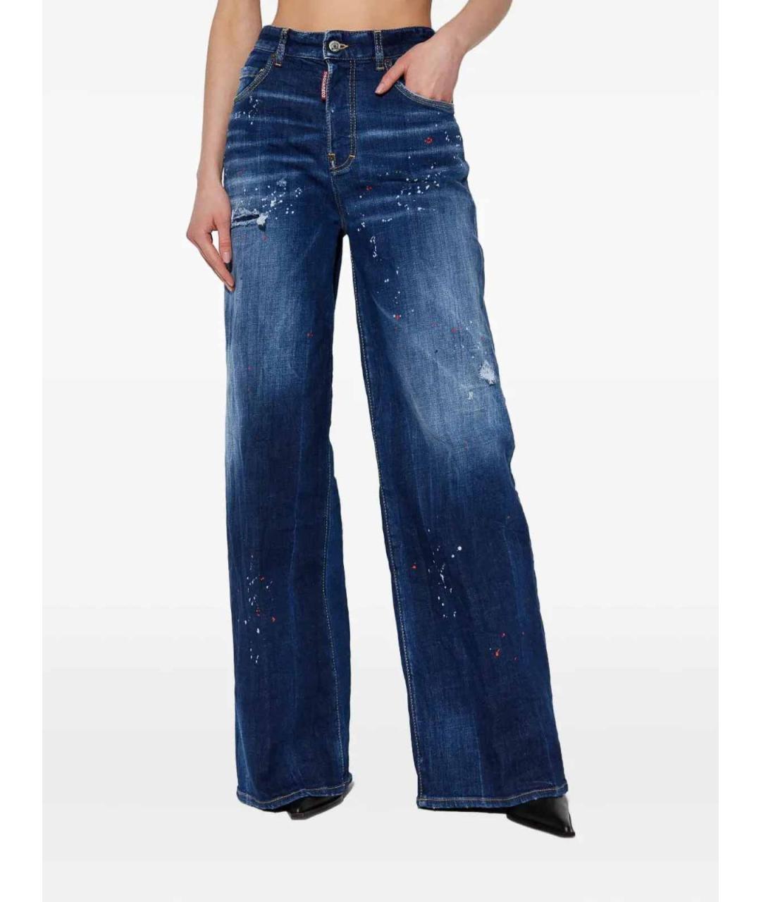 DSQUARED2 Синие хлопковые прямые джинсы, фото 3