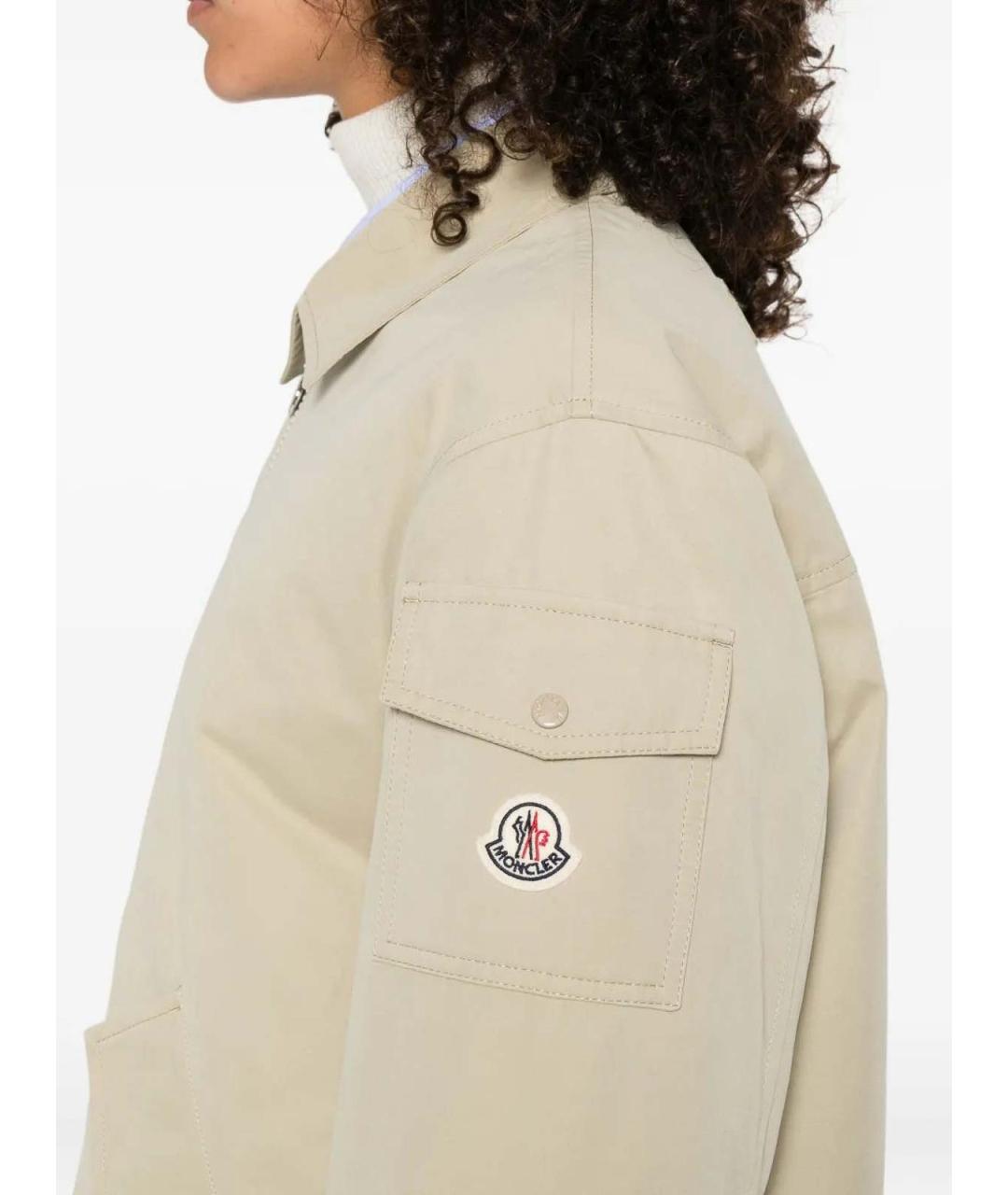 MONCLER Бежевая полиэстеровая куртка, фото 5