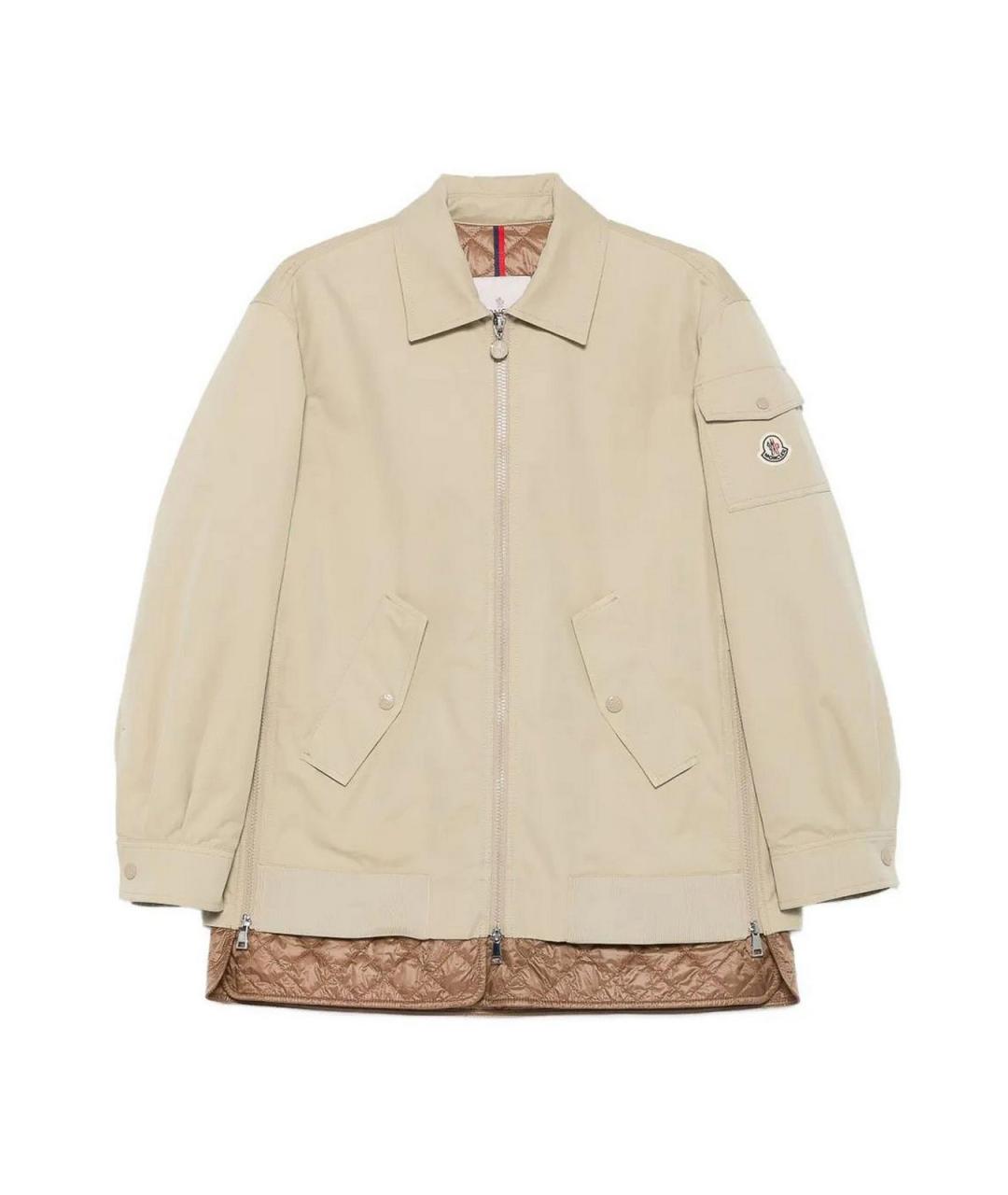 MONCLER Бежевая полиэстеровая куртка, фото 1