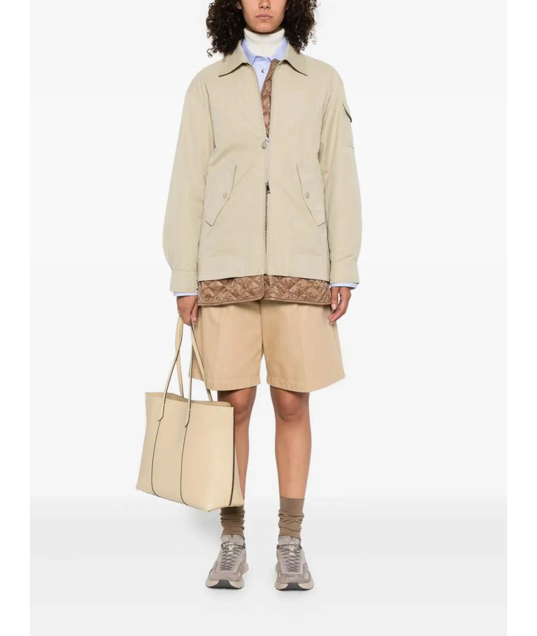 MONCLER Бежевая полиэстеровая куртка, фото 2