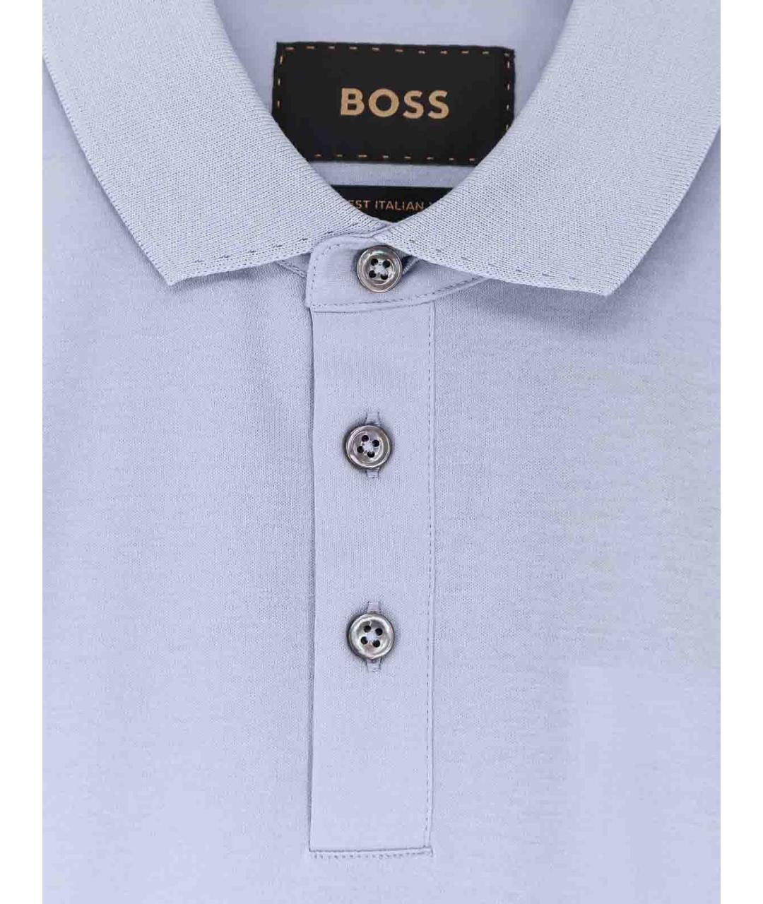 HUGO BOSS Голубое хлопковое поло с коротким рукавом, фото 3