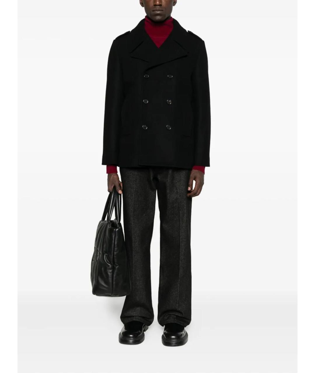 SAINT LAURENT Черное пальто, фото 2