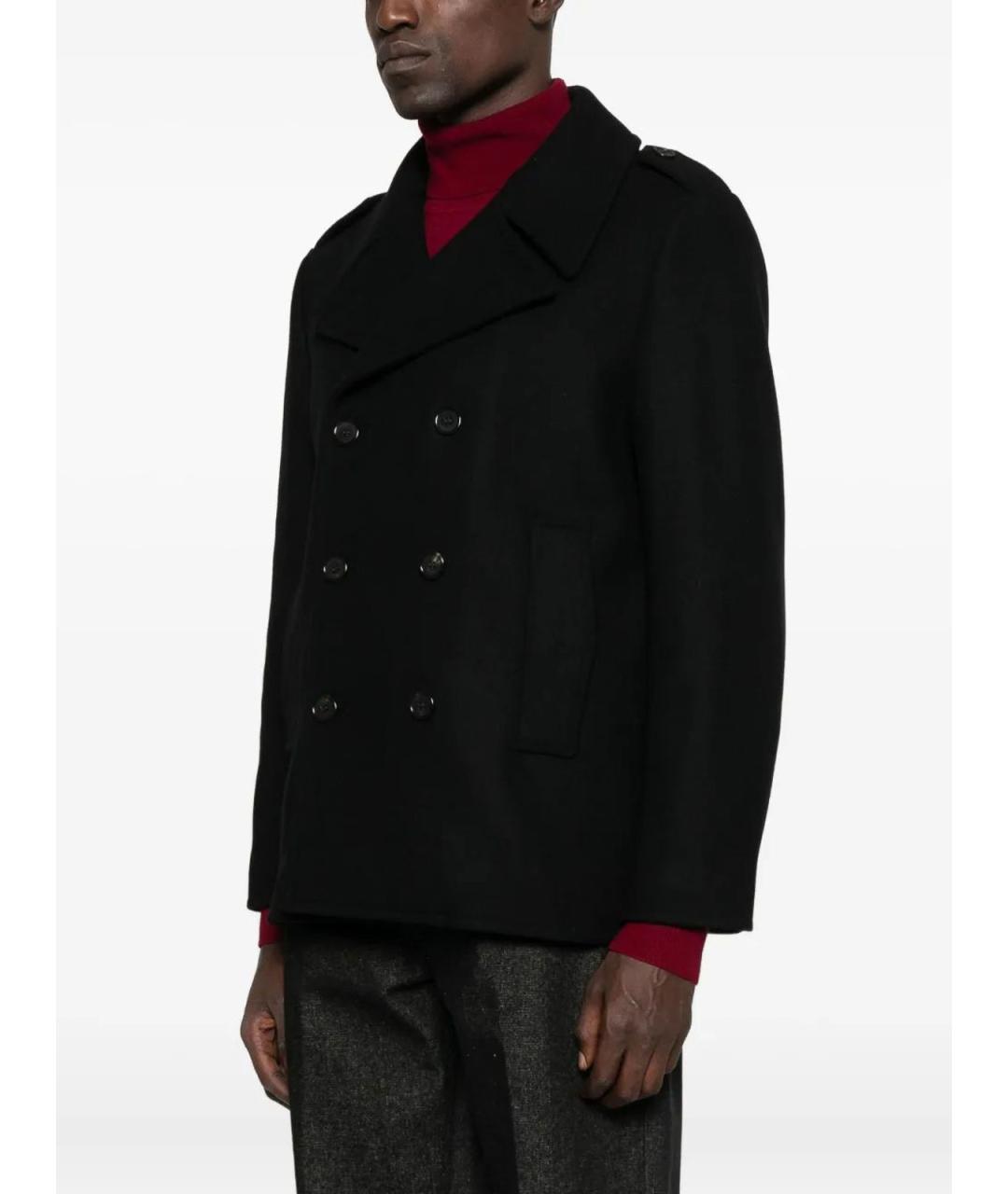 SAINT LAURENT Черное пальто, фото 3
