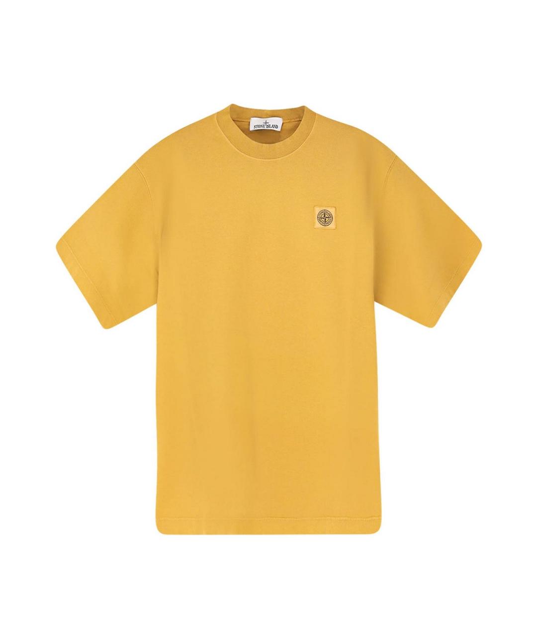 STONE ISLAND Желтая хлопковая футболка, фото 1