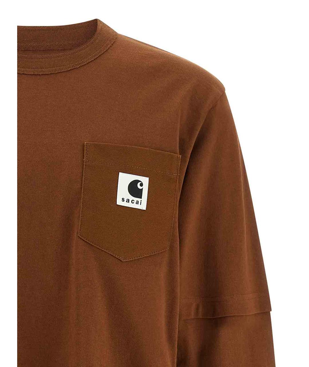 SACAI Коричневая хлопковая футболка, фото 3