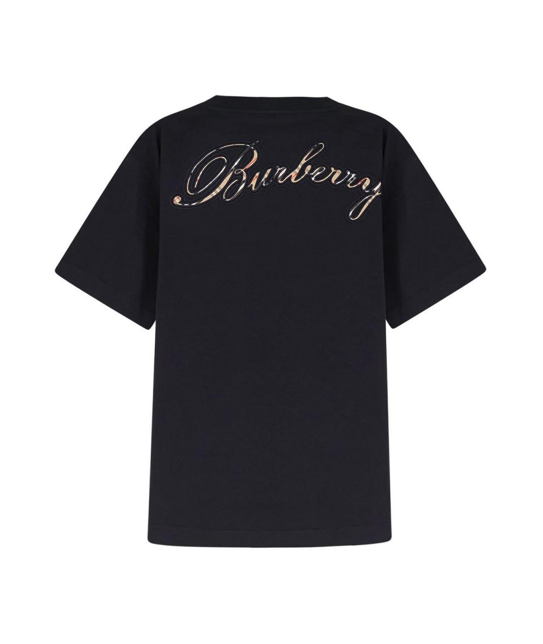 BURBERRY Черная хлопковая футболка, фото 2