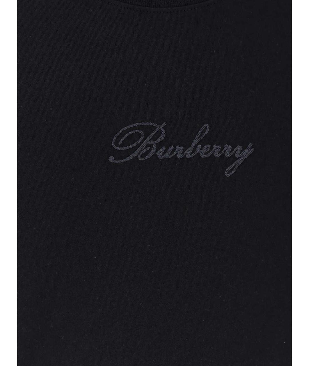BURBERRY Черная хлопковая футболка, фото 3