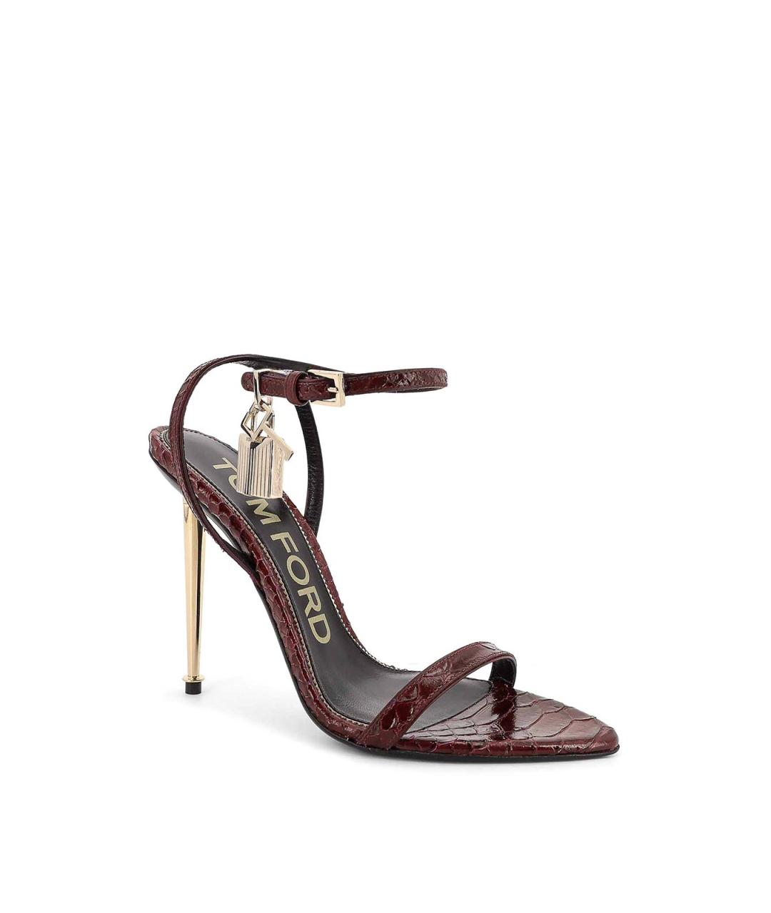 TOM FORD Бордовые кожаные босоножки, фото 2