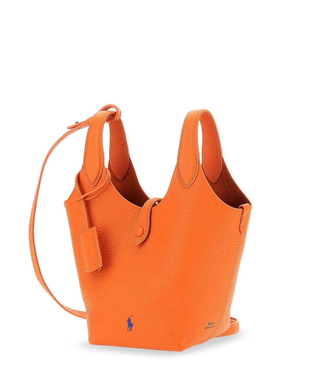 POLO RALPH LAUREN Оранжевая кожаная сумка через плечо, фото 3