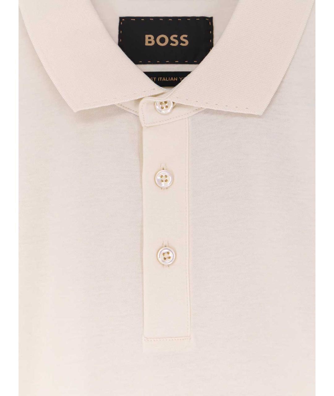 HUGO BOSS Белое хлопковое поло с коротким рукавом, фото 3