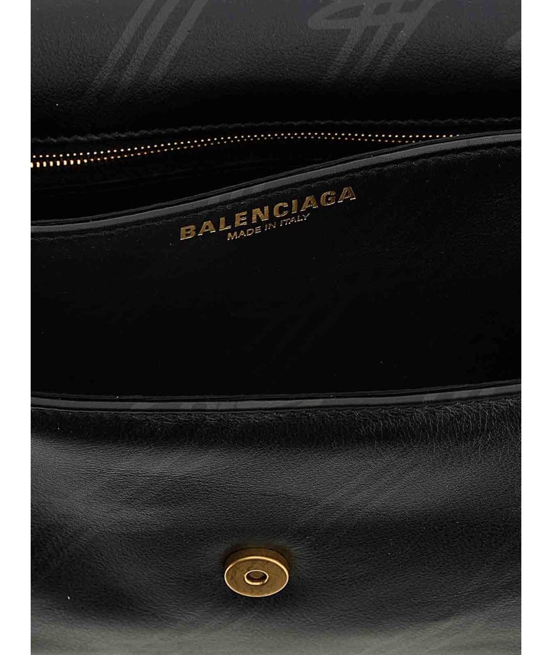 BALENCIAGA Черная кожаная сумка через плечо, фото 4