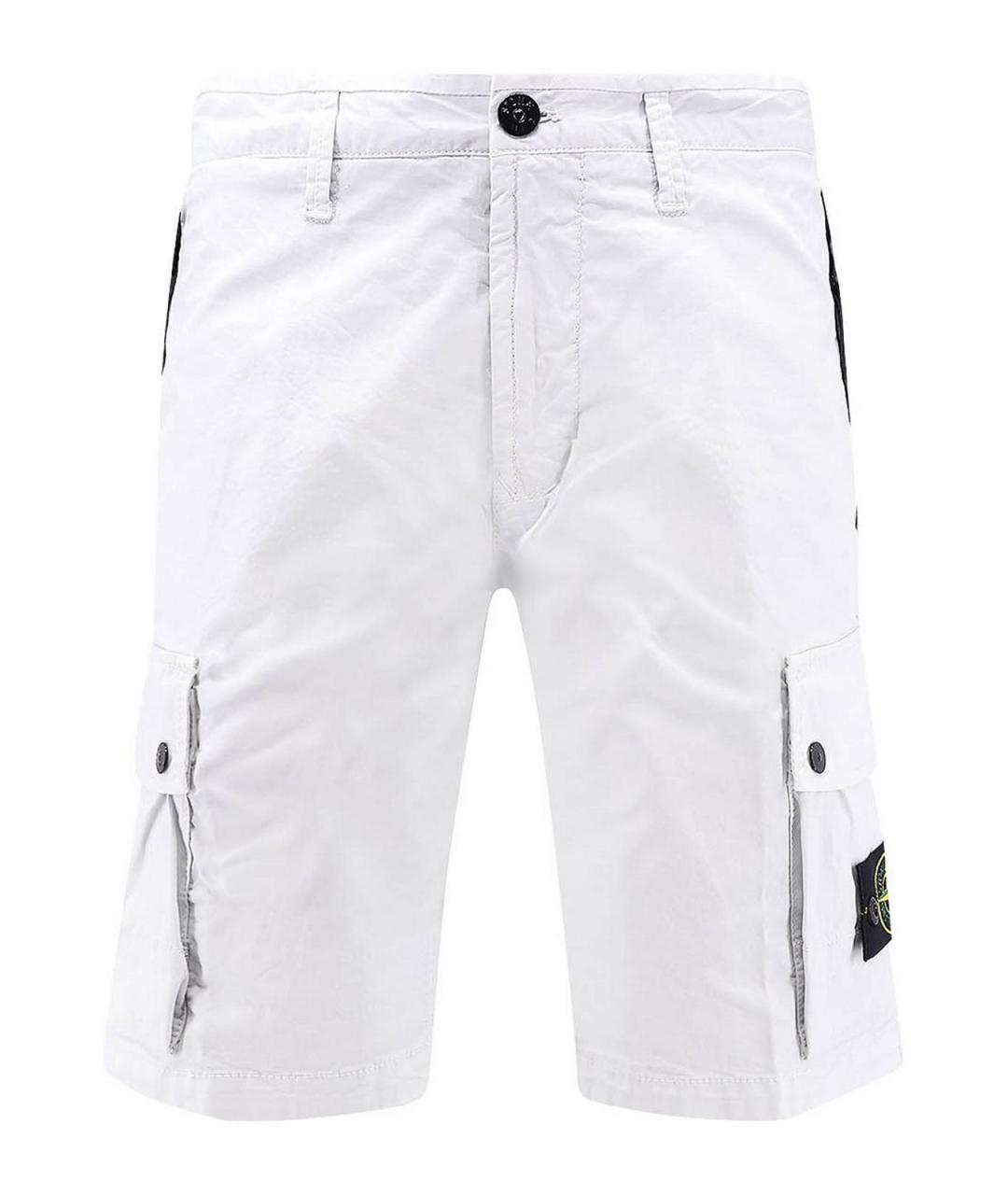 STONE ISLAND Белые хлопковые шорты, фото 1