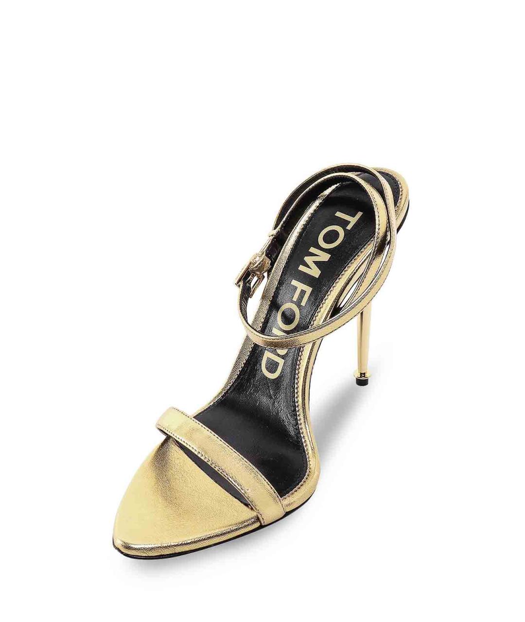 TOM FORD Золотые кожаные босоножки, фото 4
