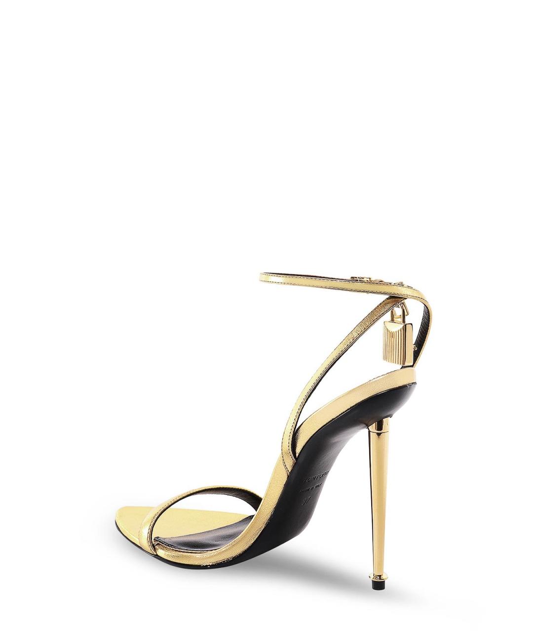 TOM FORD Золотые кожаные босоножки, фото 3