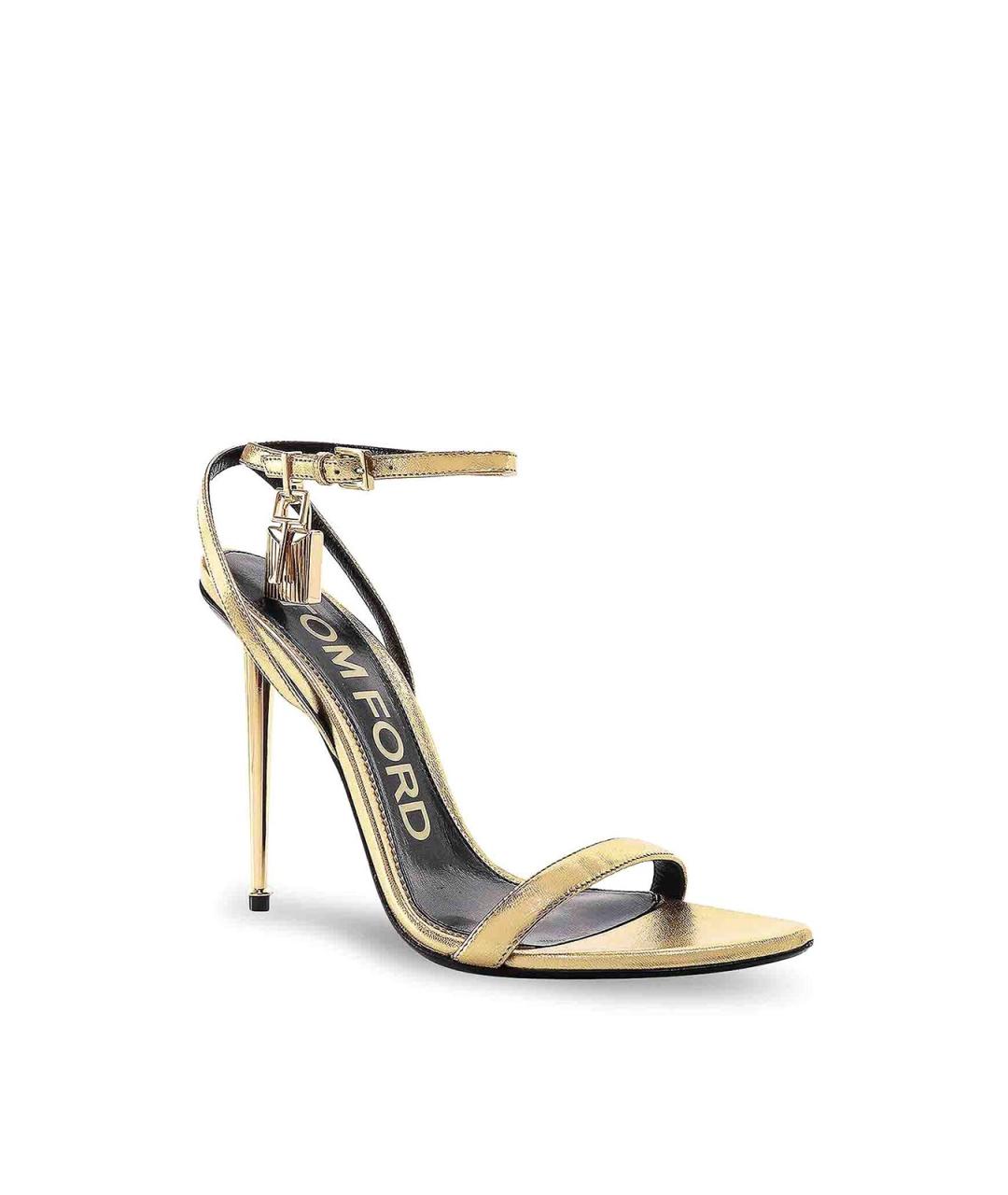 TOM FORD Золотые кожаные босоножки, фото 2