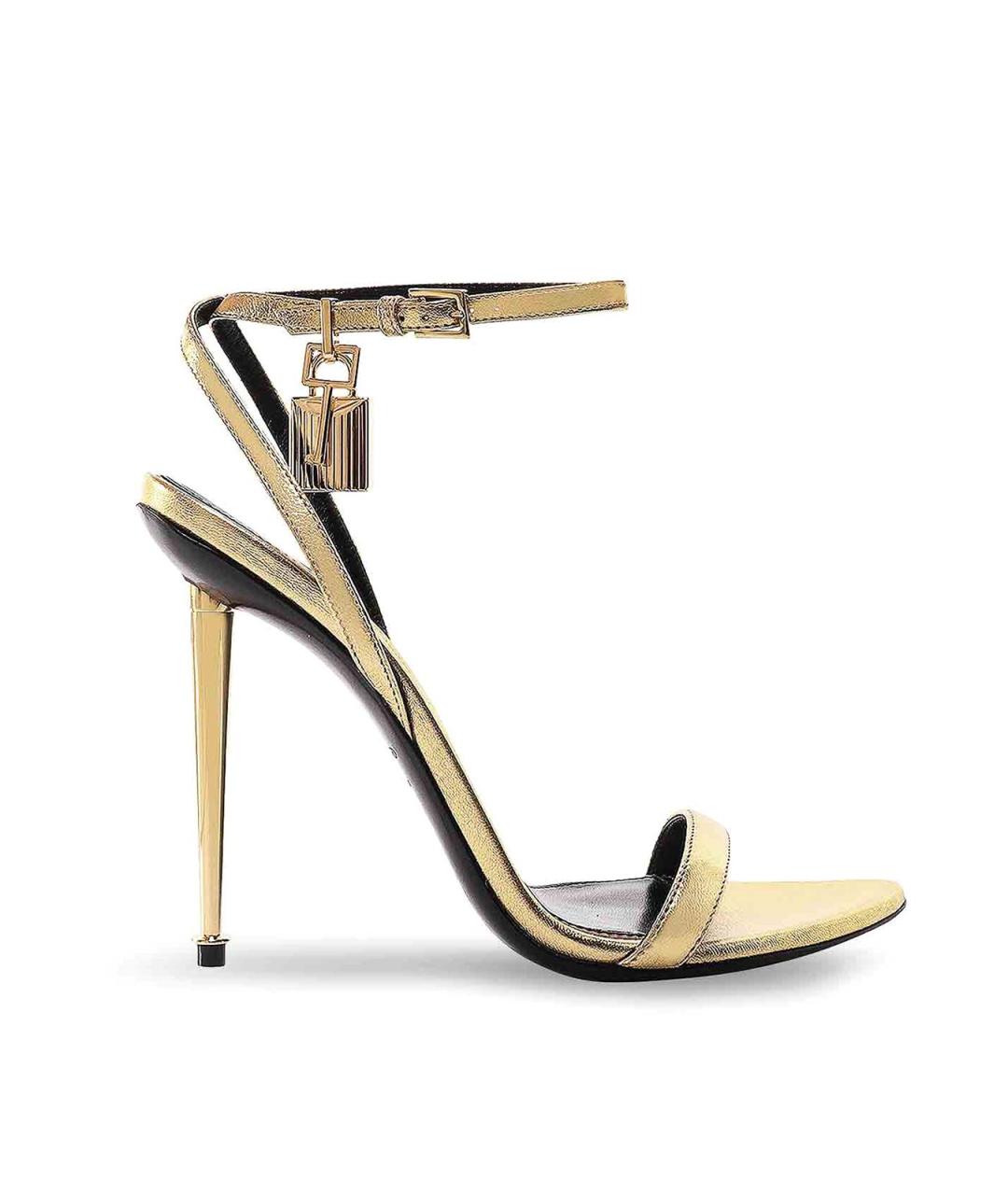 TOM FORD Золотые кожаные босоножки, фото 1