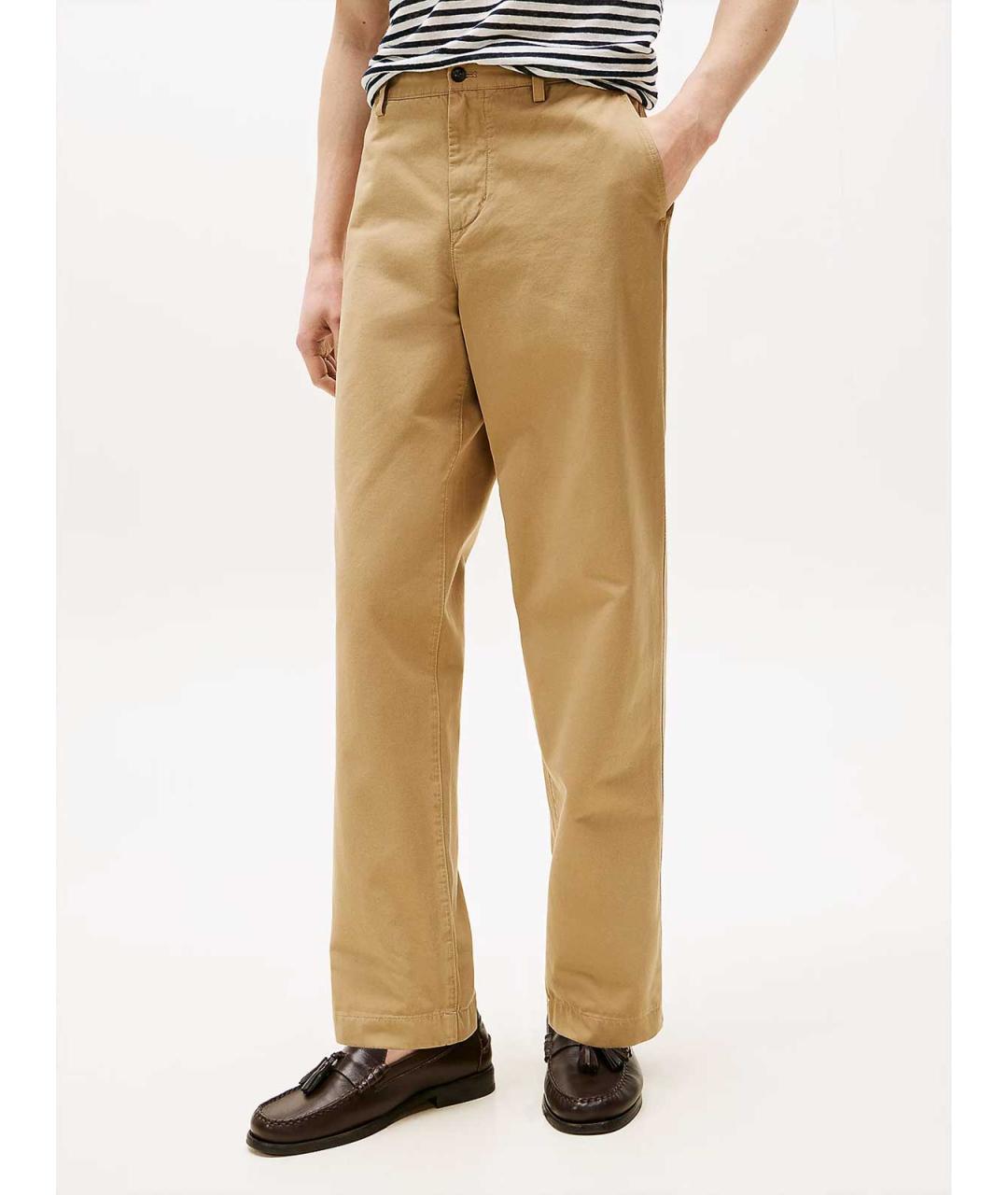TOMMY HILFIGER Бежевые хлопковые повседневные брюки, фото 2