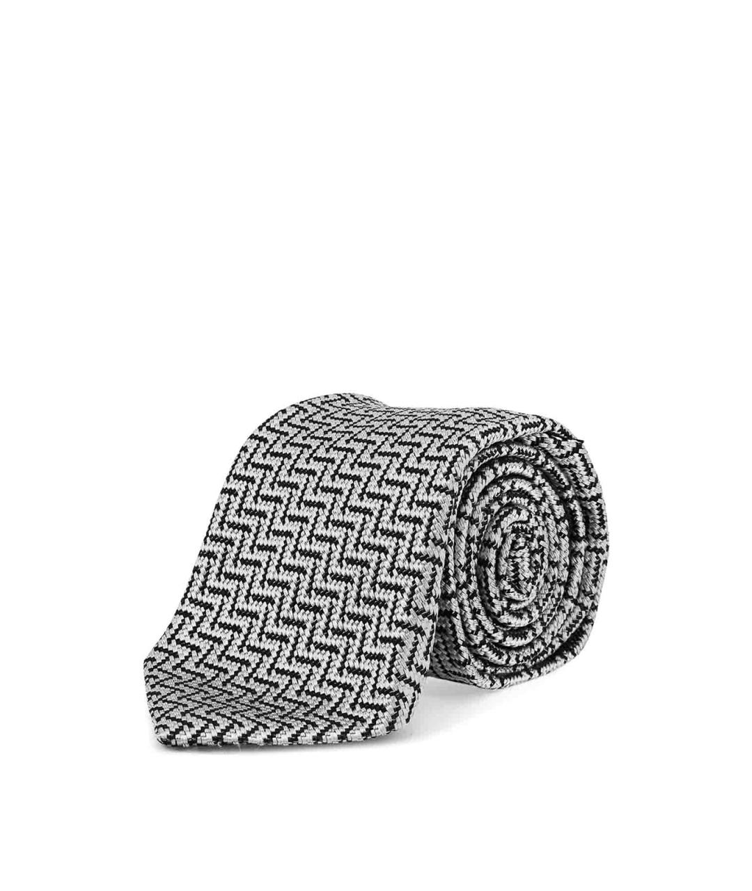 TOM FORD Серебряный шелковый галстук, фото 1