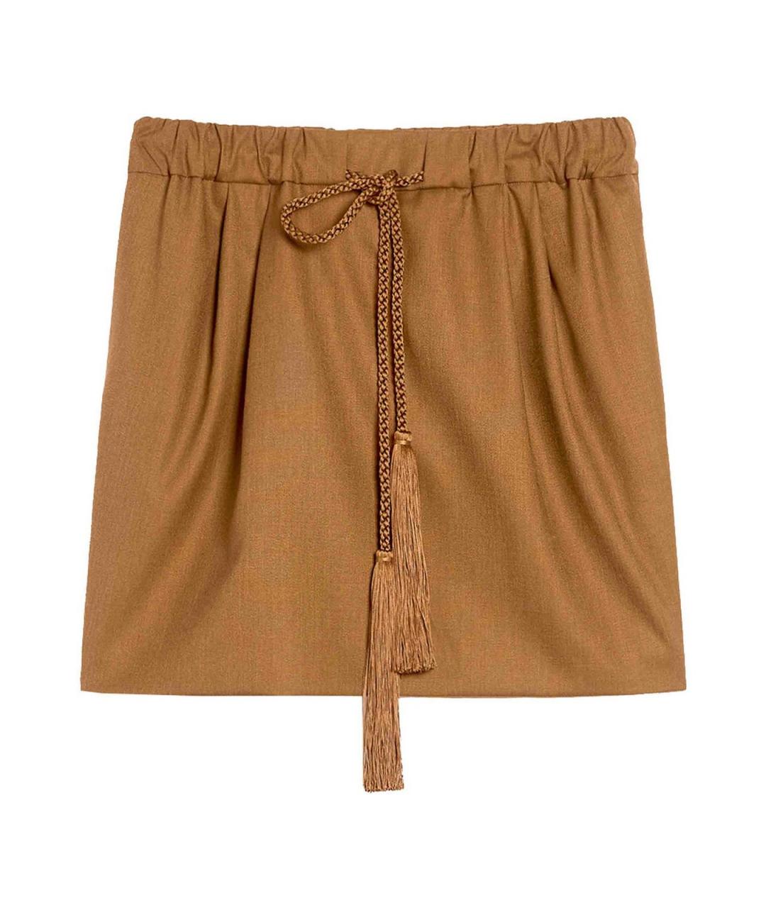 MAX MARA Коричневая шерстяная юбка мини, фото 1
