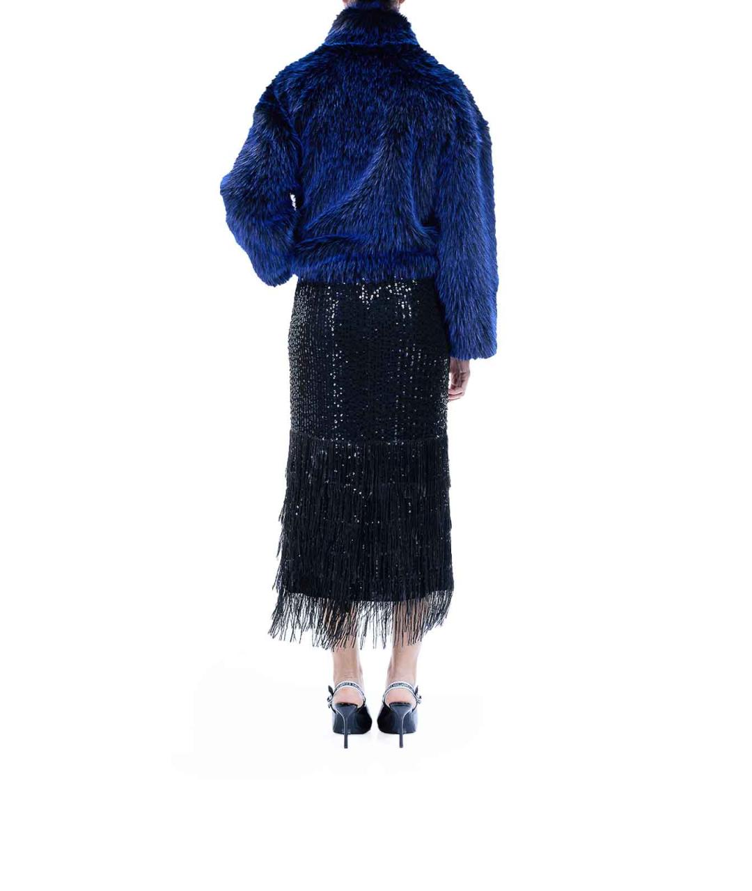 JUST CAVALLI Синяя меховая шуба, фото 4