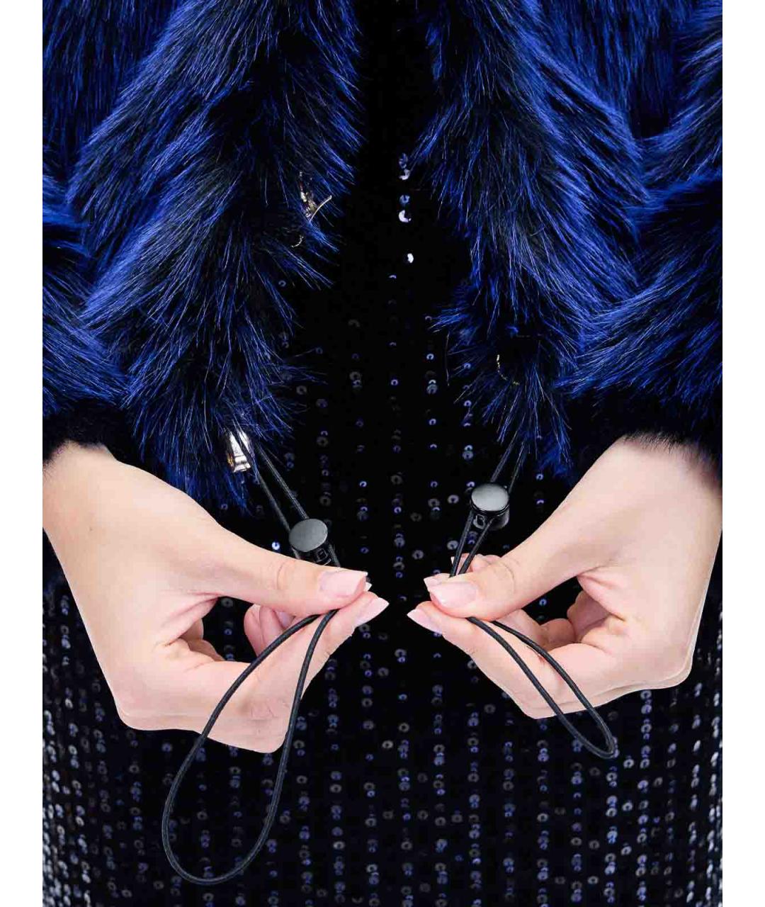 JUST CAVALLI Синяя меховая шуба, фото 6
