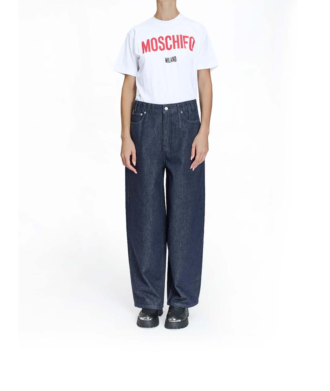 MOSCHINO Синие хлопковые прямые джинсы, фото 2