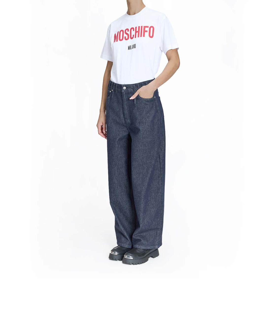 MOSCHINO Синие хлопковые прямые джинсы, фото 4