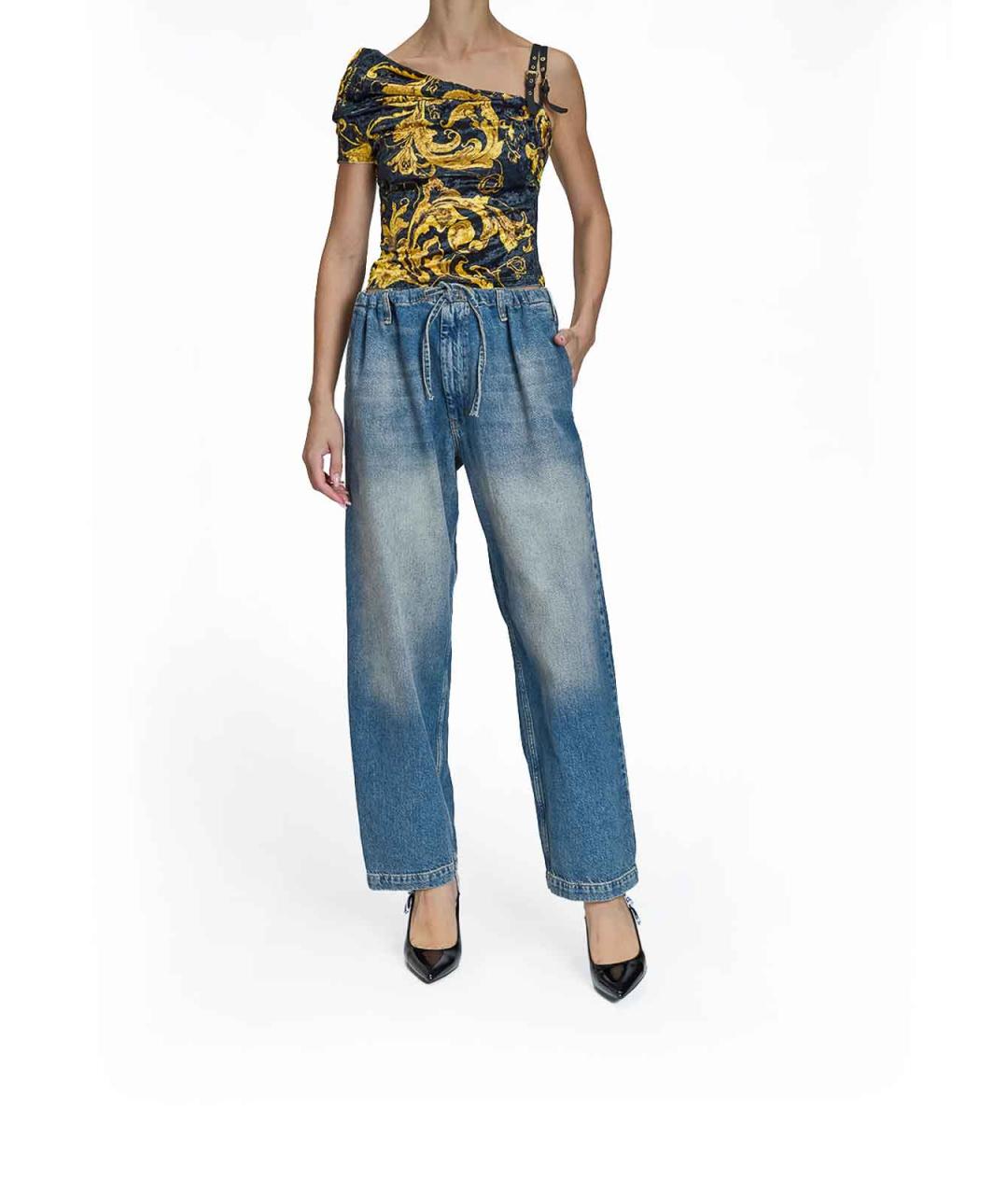 MOSCHINO Синие хлопковые джинсы клеш, фото 4