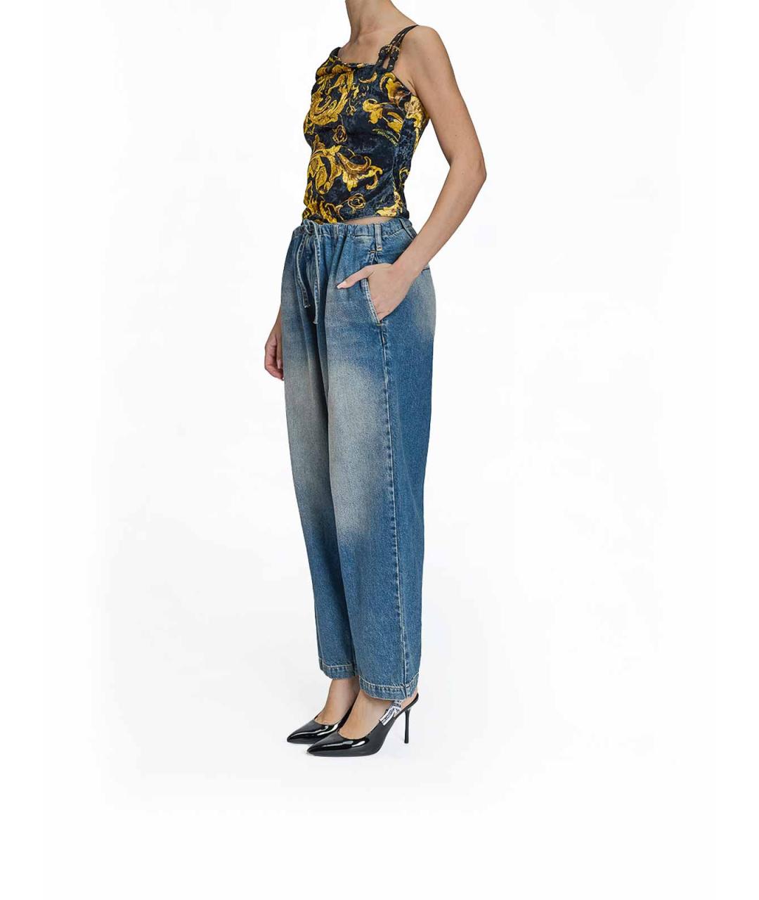 MOSCHINO Синие хлопковые джинсы клеш, фото 3