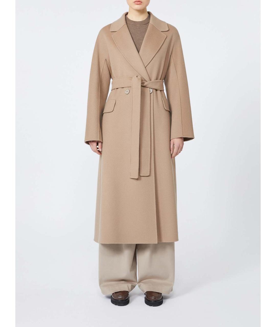 'S MAX MARA Бежевое шерстяное пальто, фото 3