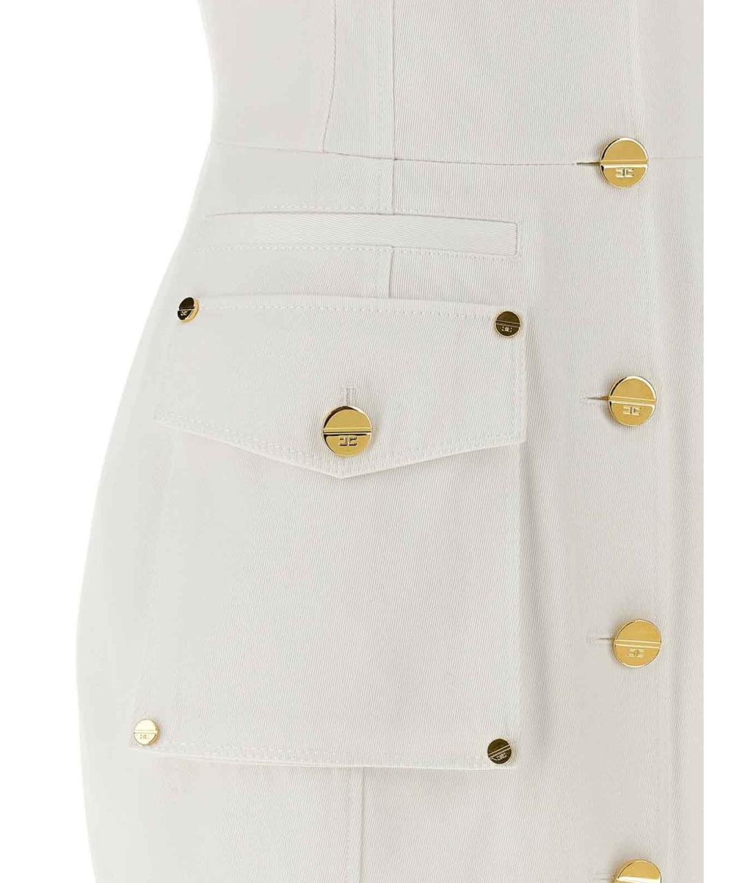 ELISABETTA FRANCHI Белое хлопковое повседневное платье, фото 4