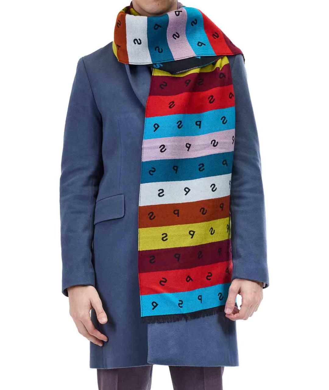 PAUL SMITH Черный шерстяной шарф, фото 3