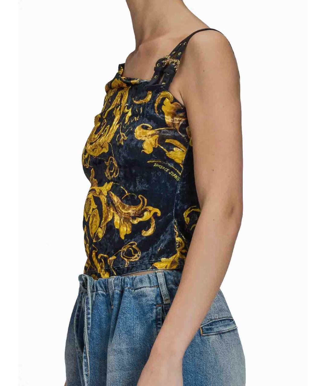 VERSACE JEANS COUTURE Черная бархатная майка, фото 5