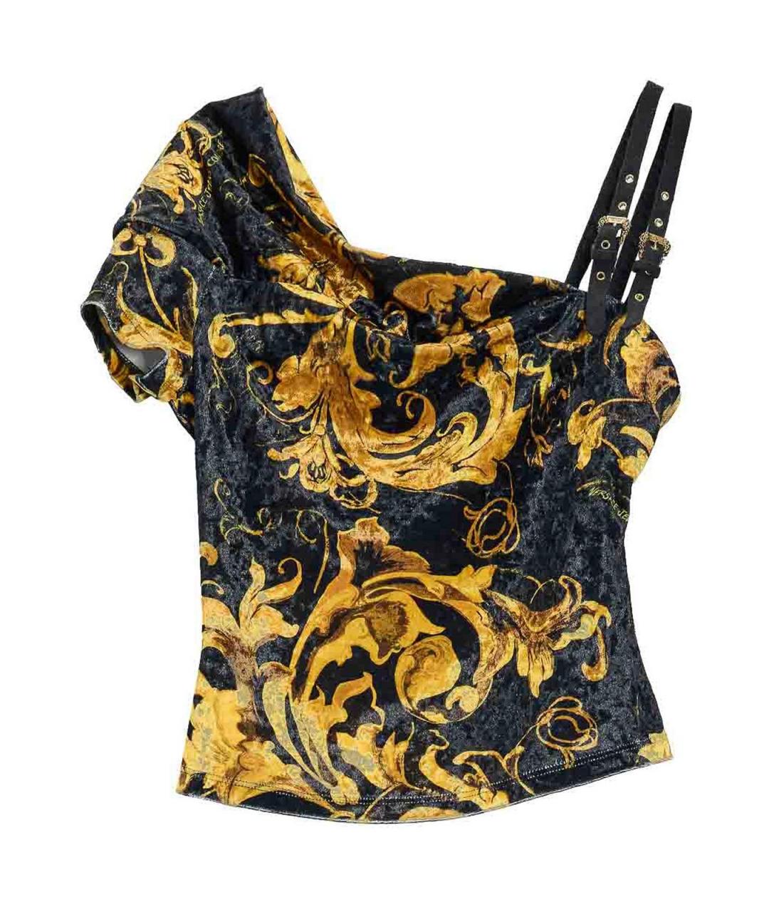 VERSACE JEANS COUTURE Черная бархатная майка, фото 1