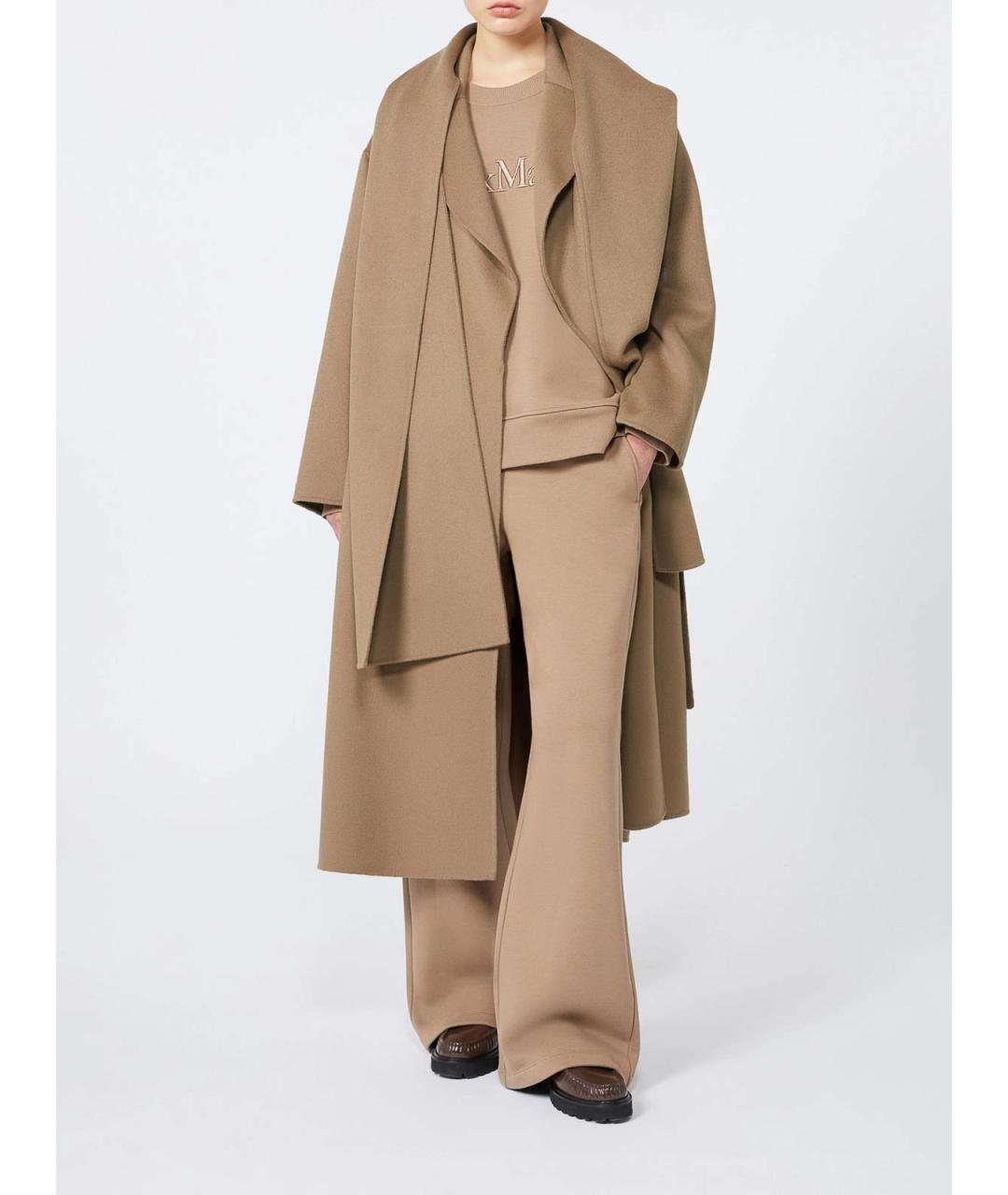 'S MAX MARA Бежевые хлопковые брюки широкие, фото 2