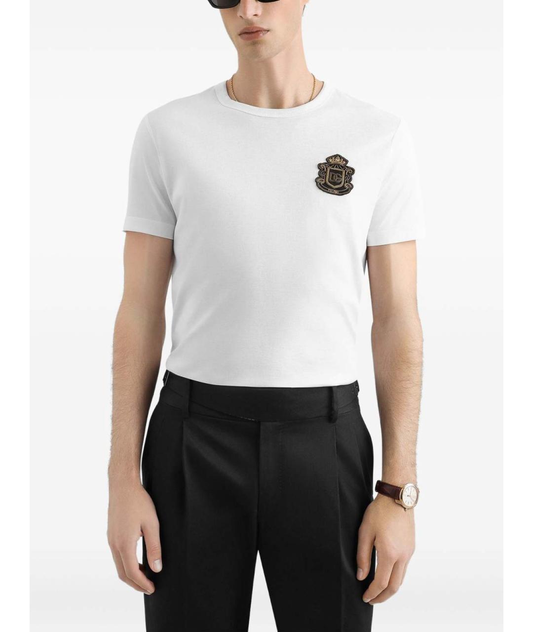 DOLCE&GABBANA Белая хлопковая футболка, фото 4