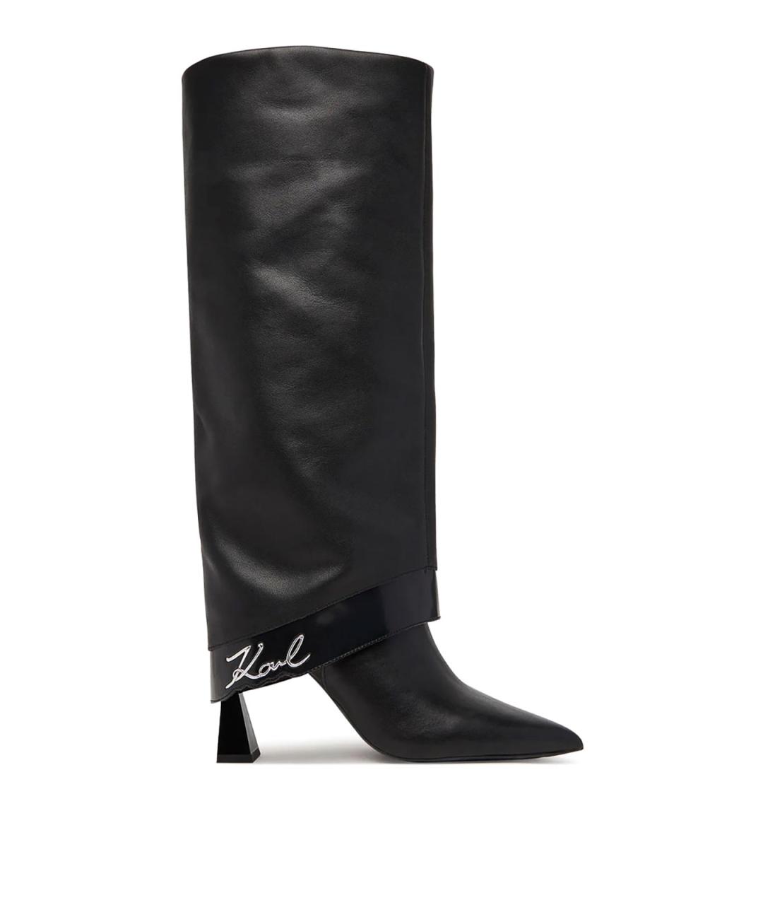 KARL LAGERFELD Черные кожаные сапоги, фото 1