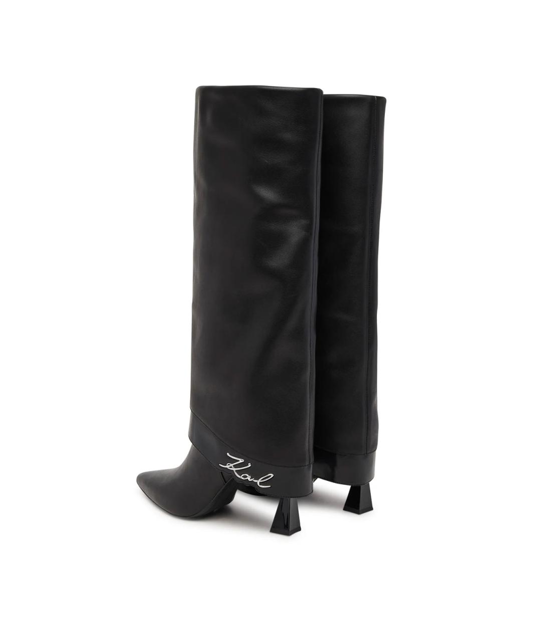KARL LAGERFELD Черные кожаные сапоги, фото 3