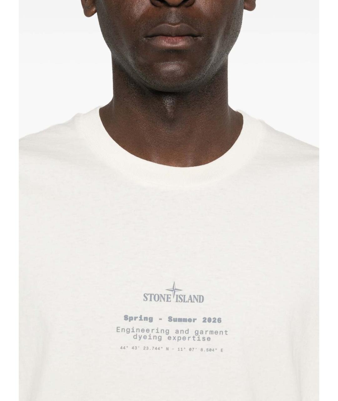 STONE ISLAND Белая хлопковая футболка, фото 2