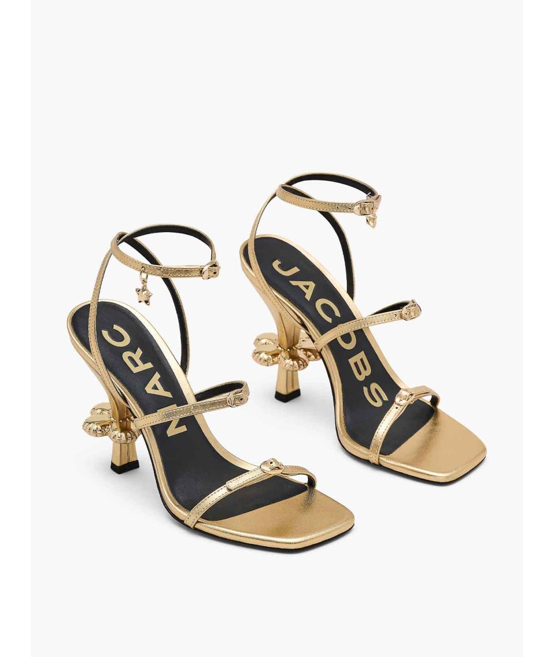 MARC JACOBS Золотые кожаные босоножки, фото 2