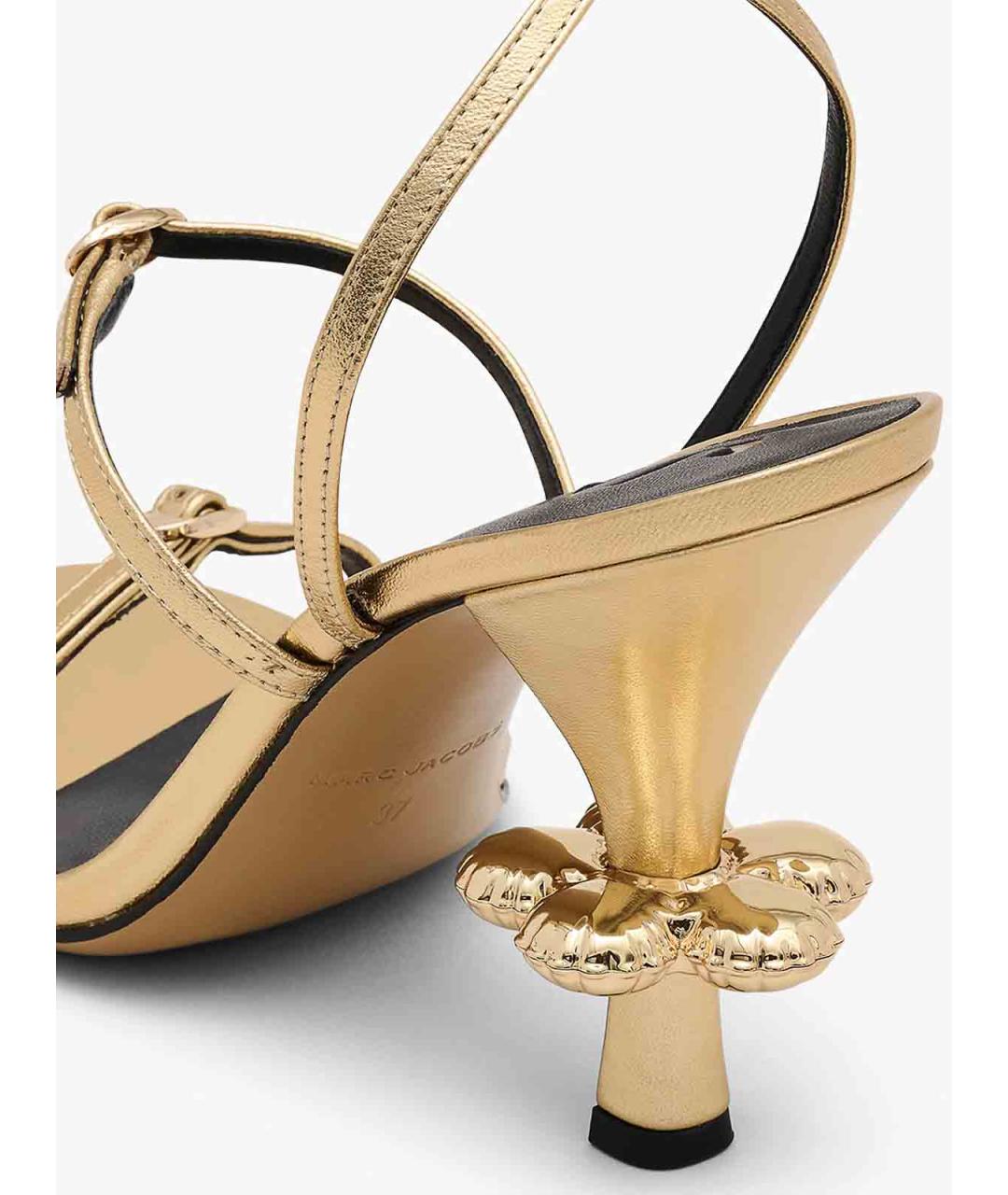 MARC JACOBS Золотые кожаные босоножки, фото 6