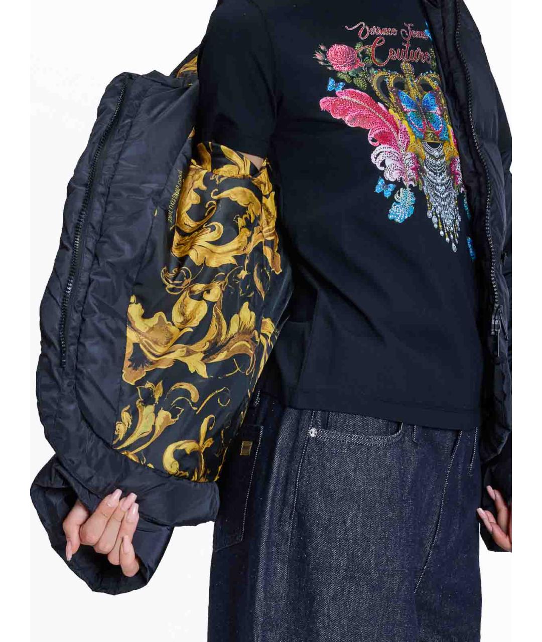 VERSACE JEANS COUTURE Черный полиэстеровый пуховик, фото 6