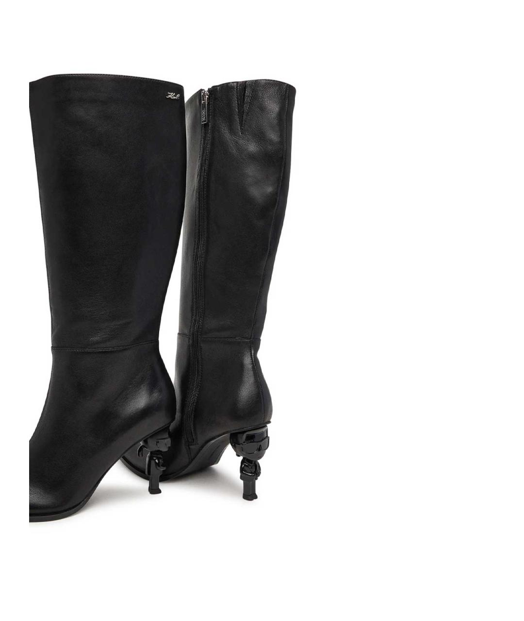 KARL LAGERFELD Черные кожаные сапоги, фото 4