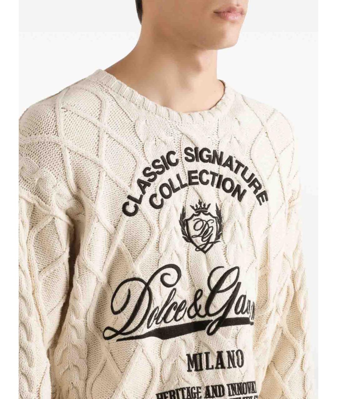 DOLCE&GABBANA Бежевый шерстяной джемпер / свитер, фото 5
