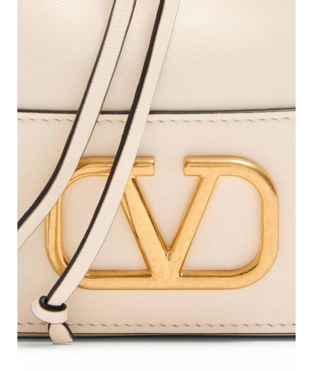 VALENTINO Бежевая кожаная сумка тоут, фото 7