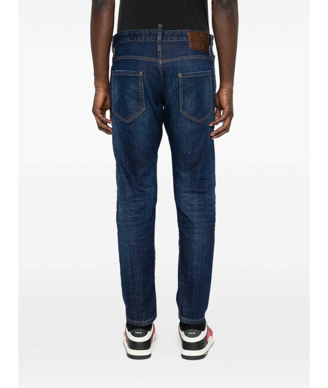 DSQUARED2 Синие хлопковые прямые джинсы, фото 3