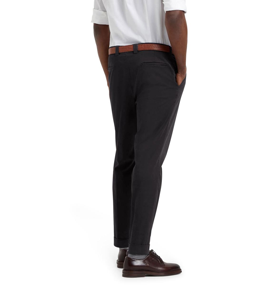 BRUNELLO CUCINELLI Черные хлопковые повседневные брюки, фото 4