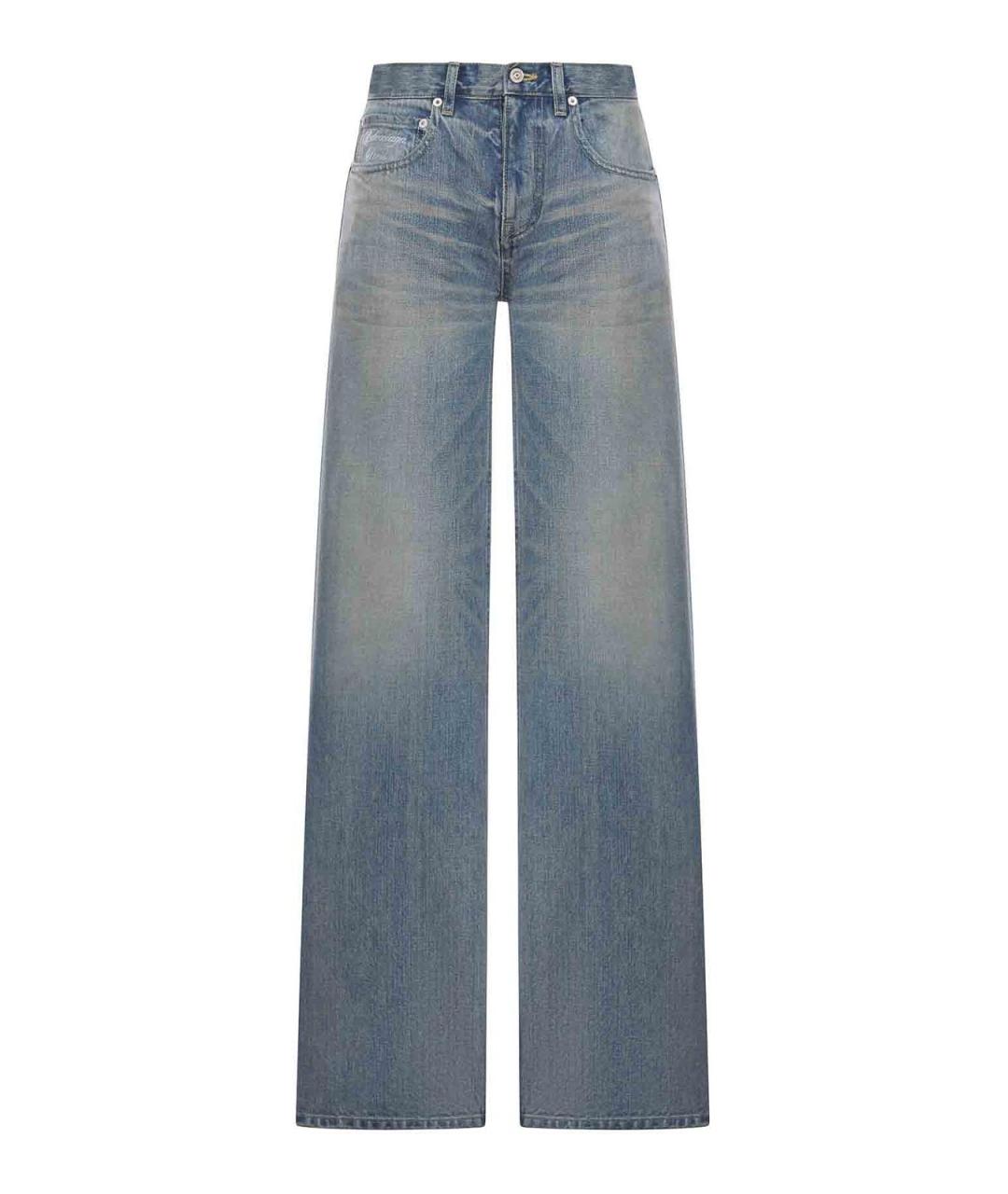 BALENCIAGA Голубые хлопковые прямые джинсы, фото 1