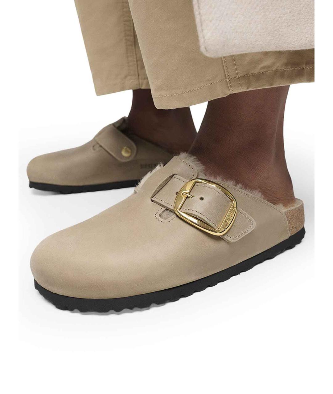 BIRKENSTOCK Бежевые кожаные мюли, фото 3
